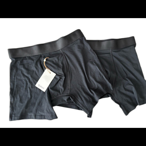 NWT Quince Organic Cotton Boxer Briefs 2 Pack Small Black Organic Cotton Spandex - Picture 2 of 6